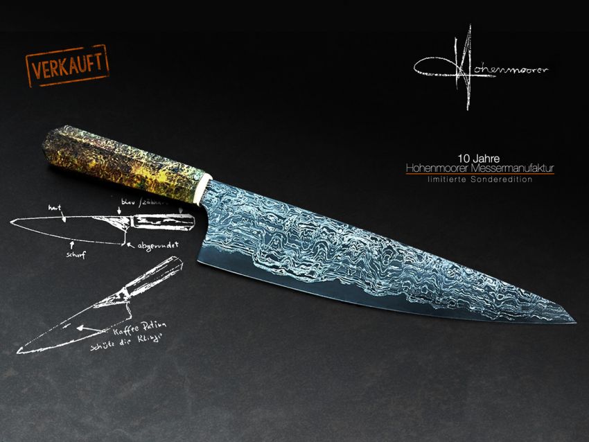 Chefmesser - Damastmesser San Mai - 23cm Klinge - Sonderedition | H2-SM-SAH